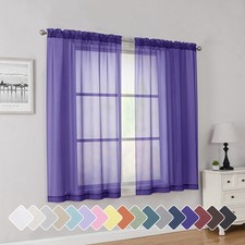 Simplebrand Purple Short Sheer Curtains 45 42"W x 45"L Pack of 2 ,