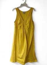 Yellow pleated Midi dress Small The Loft