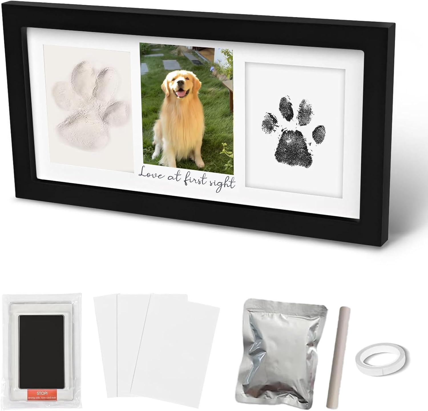 Dog and Cat Paw Print Set, Paw Print Ink Keepsake Photo Frame Kit, Pet Pawprints