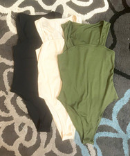 Women s Solid Bodysuit 3-Pack Wireless Snap Crotch One Piece Size Small