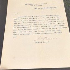 1906 US Consulate Berlin Signed Letter - AM Thackara (Gen. Sherman Son-in-Law)