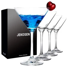 Crystal Martini Cocktail Glasses 9 Ounce Set of 4 With Premium Gift Box Premi...