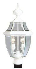 Livex Lighting 2254-03 Monterey 2 Light Outdoor White Finish Solid Brass