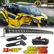 For 2017-25 Can-am Maverick X3 MAX R Curved 50'' LED Light Bar+Roof Bracket+Wire