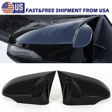 Gloss Black Ox Horn Rear View Side Mirror Cover Cap For Toyota Corolla 2014-2018