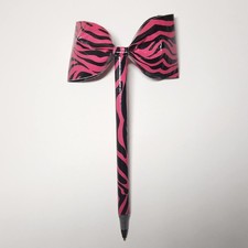 Pink Zebra Duct Tape Bow Pen handmade duck
