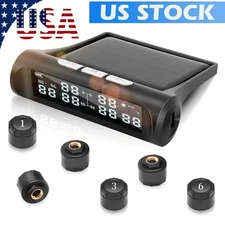 Wireless Car Solar TPMS LCD Tire Pressure Monitoring System + 6 External Sensors