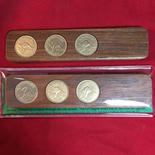 90 Aniversario Madera Dura Dos-Up Juego Regalo Boda 1935 Centavo Australiano - Imagen 106 de 146
