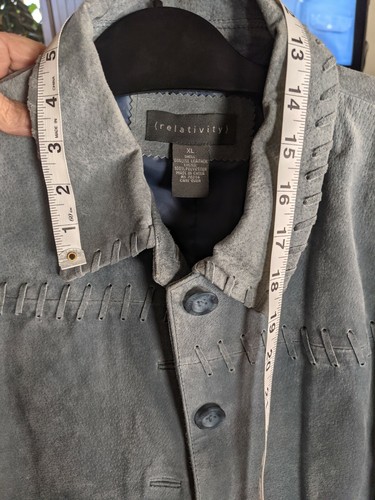 Relativity Jacket Suede Leather Button Front Lined blue, Women's Size XL - Picture 3 of 12