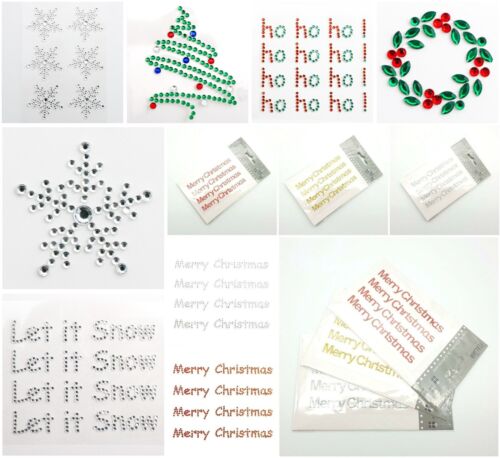 Christmas Stickers - Glitter Diamante Crystal Self Adhesive Xmas Embellishments - Afbeelding 1 van 19