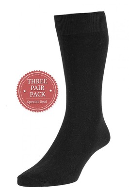 HJ Hall Cotton Rich 3x3 Pack Sock/Black (9 Pairs) 13/15 KING SIZE SRP £34.50