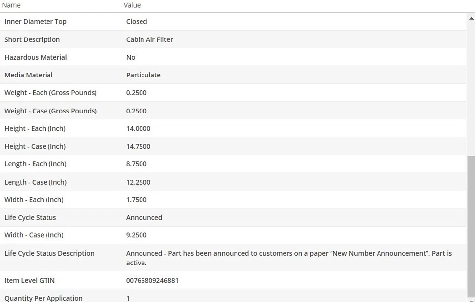 Filtro de aire de cabina WIX PEUGEOT GRAND RAID 2007-2012 L4-1,6 L Foto 4 de 4