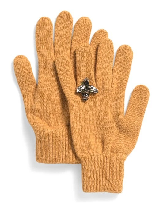 NWT STILESTRO Made In Italy Wool And Cashmere Blend Embellished Ring Gloves