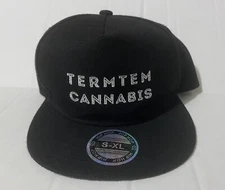 Termtem Cannabis Black White One Size Adult SnapBack Hat Cap Adjustable Hip Hop