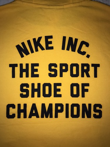 Nike Pinwheel Evolution Of The Swoosh Club Hoodie Sweatshirt Yellow Black Sz M - Picture 4 of 5
