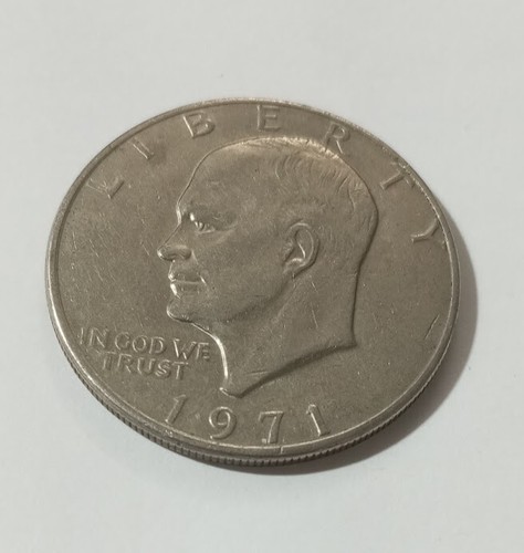 Moneda un dolar Liberty Eisenhower 1971 aguila voladora rara sin marca de ceca