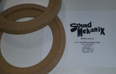 MDF FLUSH Speaker Rings, 6 1/2'' SMALL Size FLUSH Mount 3/4'' Thick One Pair