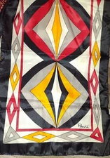PAOLI DESIGNER JAPAN MADE VINTAGE FASHION SCARF BOLD GRAPHICS 44 BY 13.5 INCHES