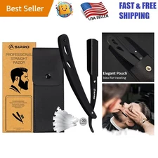 Straight Razor Kit for Men: 20 Stainless Steel Blades & Case