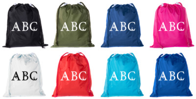 Custom Monogram Cinch Sacks, Bulk Drawstring Bags, Personalized Pull String Bags