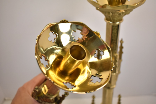 Schönes verziertes Paar Messing gotische Kirche Altar Kerzenständer 18" (#117) - Bild 7 von 21