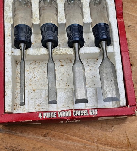 Vintage Sears Craftsman 4 Piece Wood Chisel Set 9 36868 USA 1/4”, 1/2”, 3/4”, 1” - Picture 2 of 4