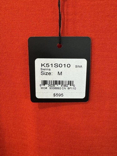 Suéter de lana de manga corta ST JOHN rojo naranja alto acento de seda talla mediana $595 - Imagen 8 de 10