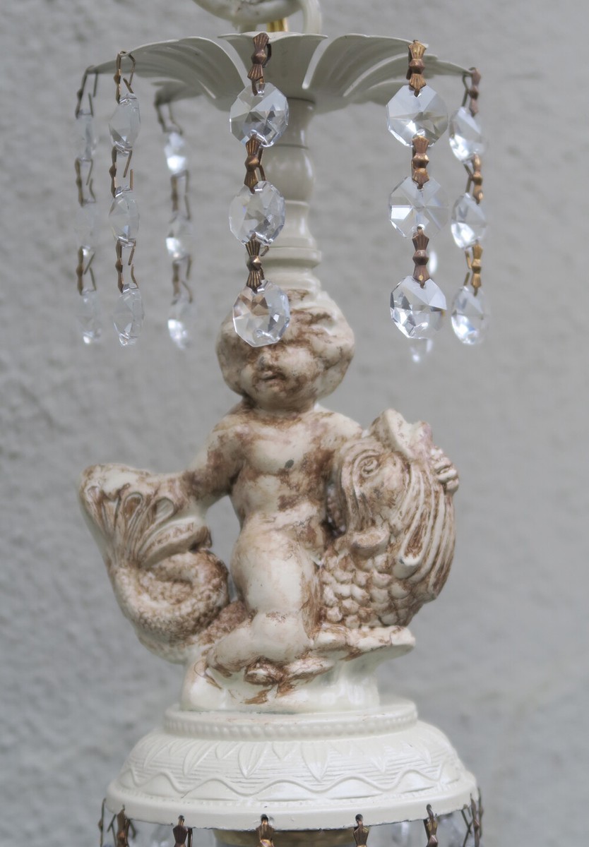 Cherub serpent Shabby SWAG Lamp Chandelier btass spelter Cherub serpent Shabby SWAG Lamp Chandelier btass spelter