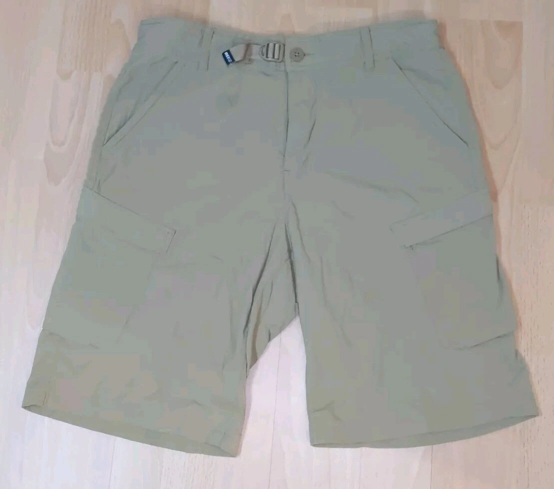 REI Shorts Mens 32 Relaxed Green Cargo Nylon Belt Fishing Outdoor Hike Camp