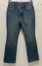 Men's Indigo Palms Boot Cut Blue Jeans Tag 35x34 Actual Size 35x33 Zip Fly