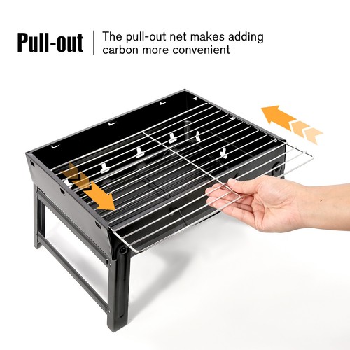 Parrilla de carbón portátil para camping pequeña mesa barbacoa parrilla plegable - Imagen 5 de 29