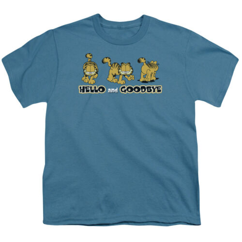 Garfield Hello and Goodbye Kids Youth T Shirt Licensed TV Comic Tee Slate