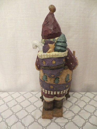 Old Style Christmas Snow Ski Santa Wood Look 11" Figure Statue #20 - Picture 5 of 8