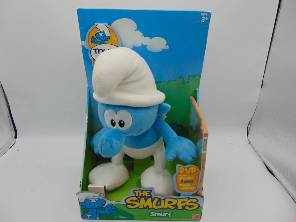 Peluche y DVD de música de peluche y Pitufos Pitufo 2008 Peyo nuevo en caja necesita baterías Foto 2 de 4