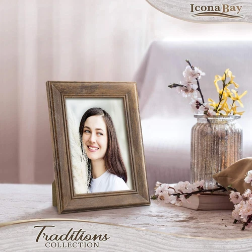 Chestnut Brown Picture Frame, Rustic Wood Pattern, Lightly Distressed Frame - Picture 2 of 6