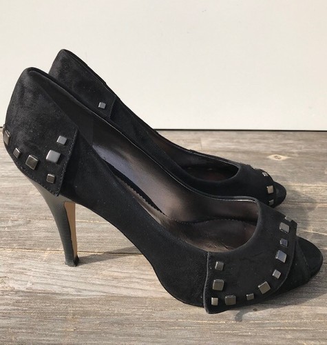 NICOLE MILLER NEW YORK "OLIVIAN" WOMEN'S BLACK STUDED SUEDE PUMPS SIZE 8 MEDIUM - Picture 8 of 12