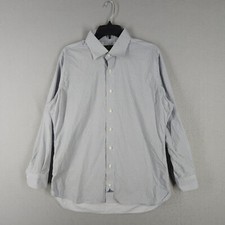 Holland  Sherry Savile Row Shirt Mens XL Gray Bespoke Button Up Long Sleeve