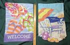 2 Summer Themed Garden Flag 2 Sided Approximately 18" X 12.5"