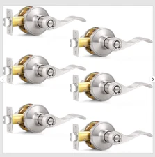 6PK Probrico Interior Privacy Door Knob Lever Keyless Locking Reversible Handles