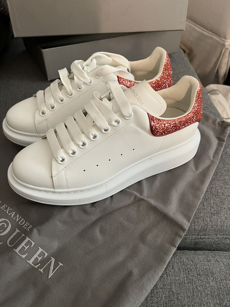 New Size 9/40 Alexander McQueen Oversized Pink White Glitter New Size 9/40 Alexander McQueen Oversized Pink White Glitter