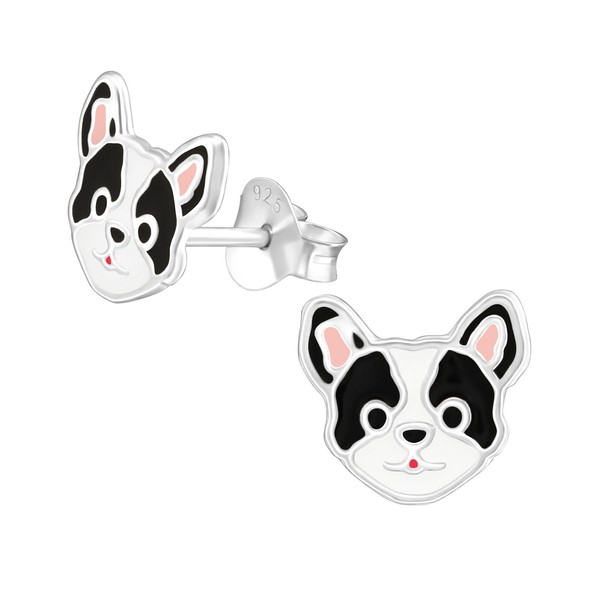 Hunde Ohrringe 925 Silber - Kinder MäDchen French Bulldog Ohrstecker Schmuck-image