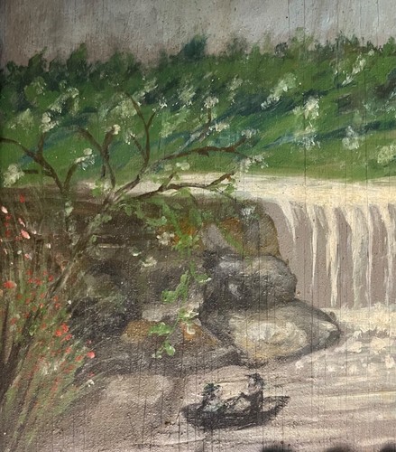 Folk Art Hudson River Valley Painting - Waterfall and Boats, People, etc - Picture 3 of 12