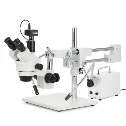 Microscope stéréo trinoculaire à flèche simulée Amscope 7X-45X + appareil photo 5 mégapixels + LED légère - Photo 1/15