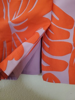 Ann Taylor Textured Jacquard Vibrant Orange Pink Fan Leaf Pencil Skirt Size 10