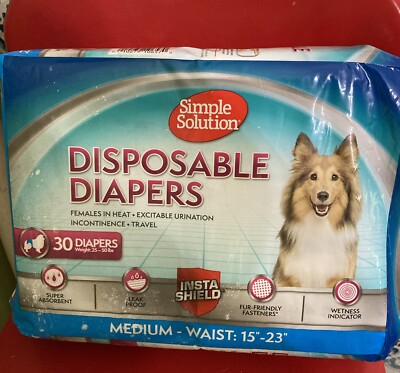 Simple Solution True Fit Disposable Dog Diapers for Female Dogs | 30 Pack Medium