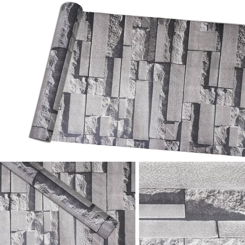 3D Red Brick Effect Wallpaper Roll Realistic Slate Stone Vintage Wall Paper-Deco - Picture 16 of 31