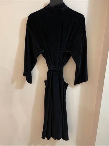 Vintage Stafford Robe Bathrobe Men's Size S/M Black Velour Belted Pockets NWOT - Picture 6 of 7
