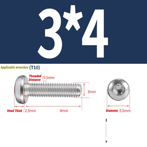 M2 M3 M4 M5 M6 M8 A2 STAINLESS STEEL TORX FLANGED BUTTON HEAD SCREWS SIX LOBE - Picture 17 of 72