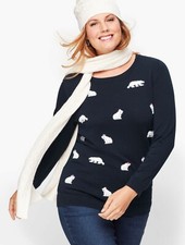 Talbots Mini Polar Bear Sweater Navy Women's Sz XS  Free Gift