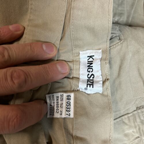 King Size Men’s Chino Pants Size 52 x 38 Big Tall Beige Khaki Slacks NWOT - Picture 2 of 6